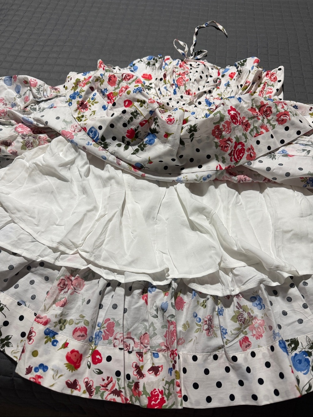 Anthropologie Somerset White Floral & Black Polka Dot Strapless Dress Sz L NWT - Picture 6 of 8